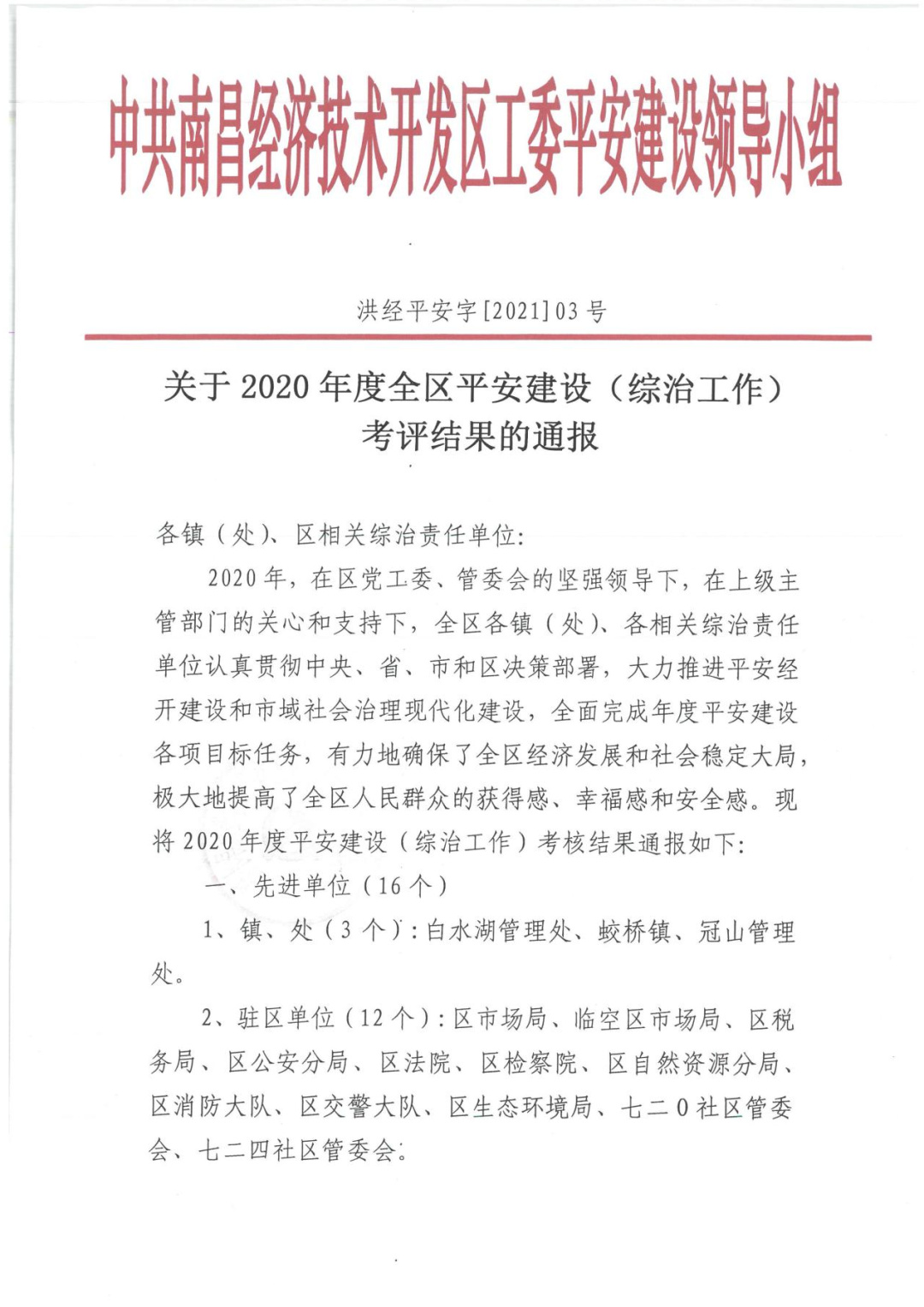 金开球友会手机版获评2020年度南昌经开区平安建设先进单位